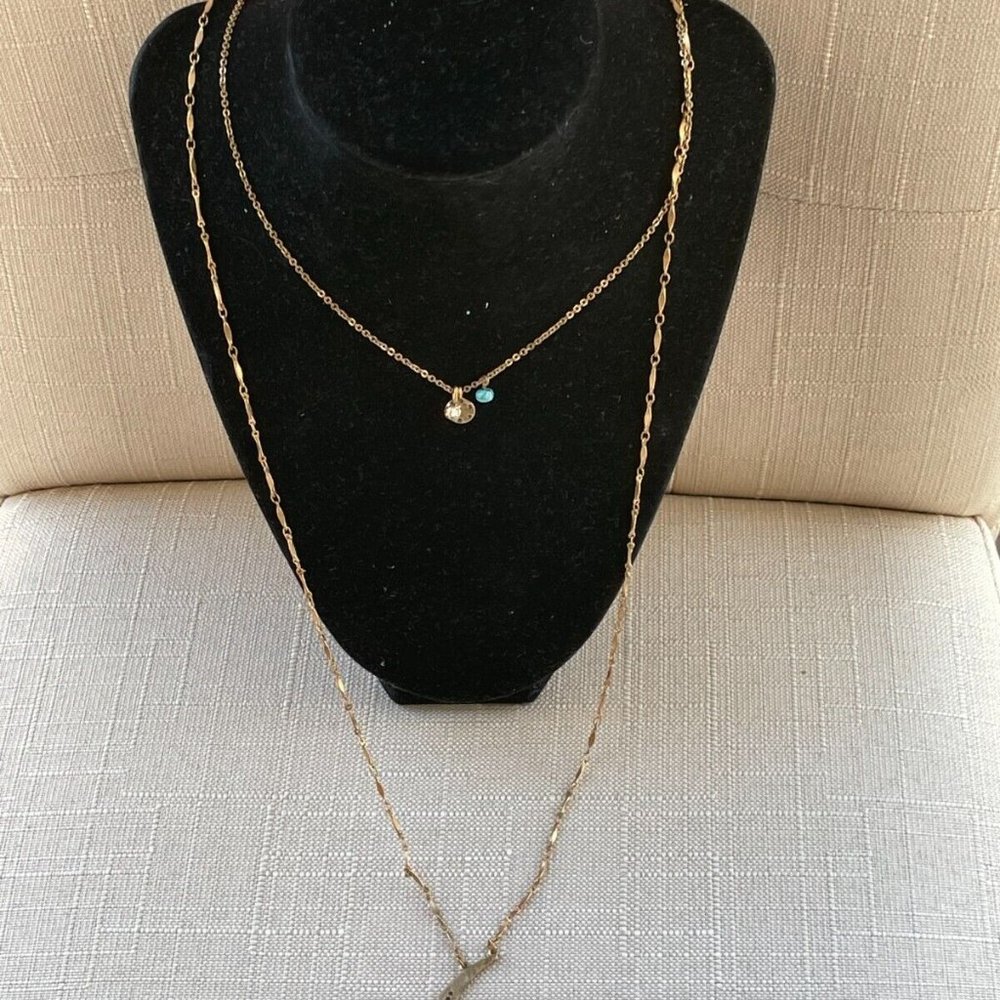 Melrose & Market Necklaces Gold Tone Link Layered Half Moon Pendant Jewelry